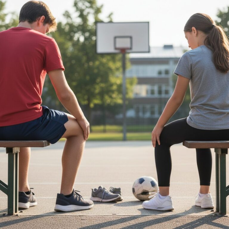 Illustration réaliste sur Maladie d'Osgood-Schlatter chez les adolescents sportifs