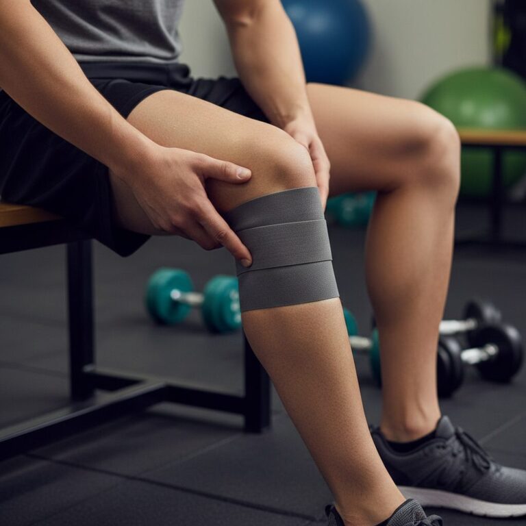 Illustration réaliste sur Syndrome des loges chez les sportifs : pression musculaire et maintien de l’activité