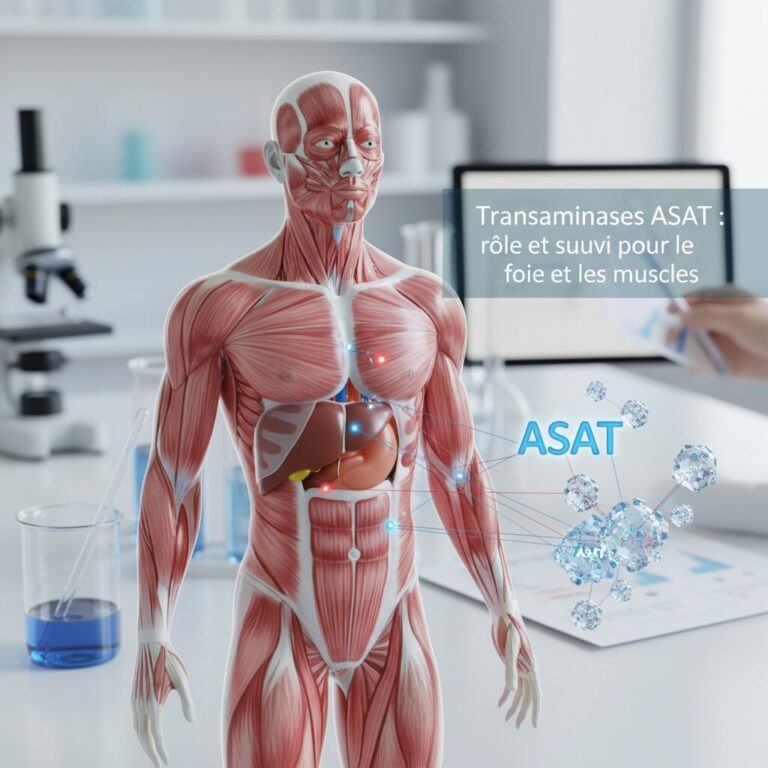 Illustration réaliste sur Transaminases ASAT : rôle et suivi pour le foie et les muscles